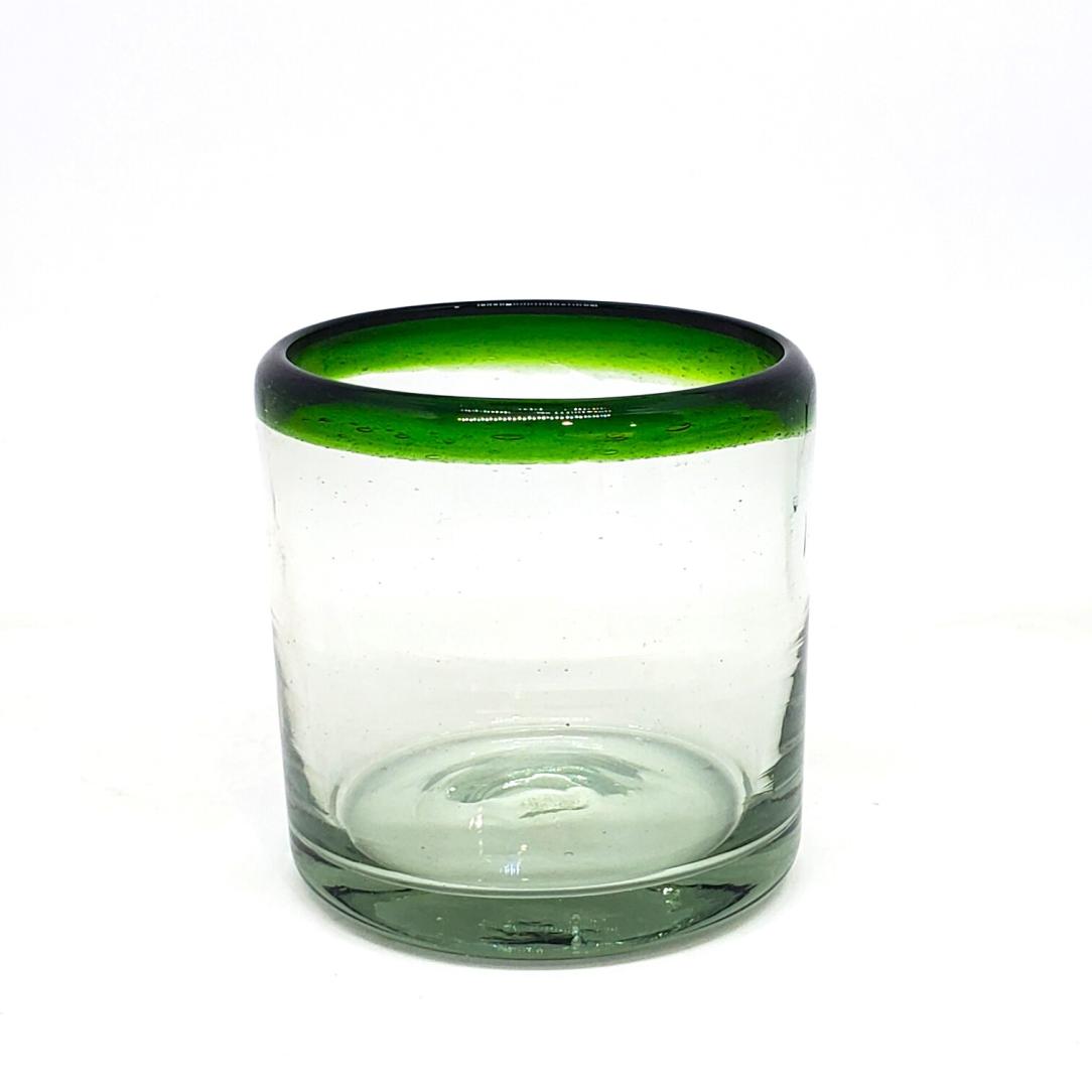 Sale Items / Emerald Green Rim 8 oz DOF Rock Glasses (set of 6) / These Double Old Fashioned glasses deliver a classic touch to your favorite drink on the rocks.